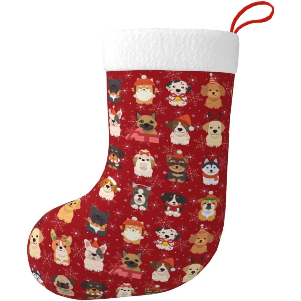 Christmas Stocking Hanging - Lindos perros de Navidad medias de