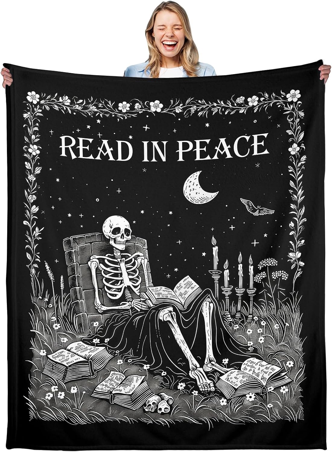 Christmas Throw Blanket - Manta Gótica con Fantasmas Leyendo Libros,