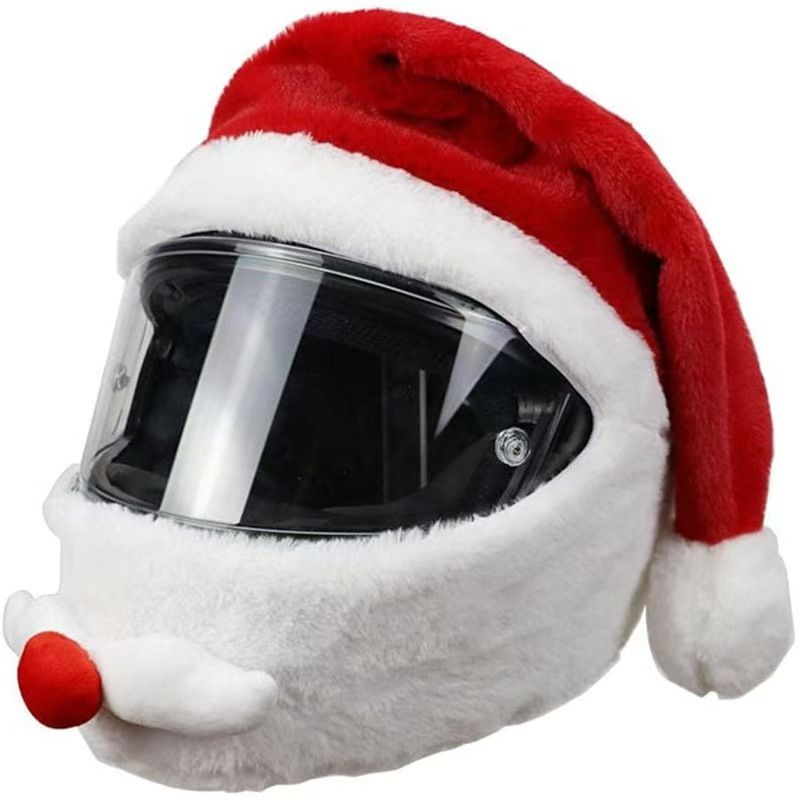 Santa Hat Plush - Funda de Casco de Motocicleta de
